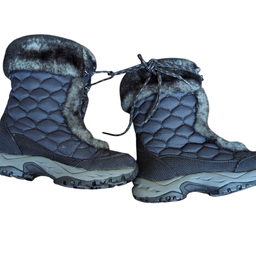 L.L. Bean Boots 6 Quilted Faux Fur Trim Warm Snow Sled Mid Calf Bootie Lace Up
